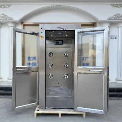 Maßgeschneiderter, dreitüriger Reinraum-Luftduschraum aus Edelstahl 304 mit vertikalem Luftstrom