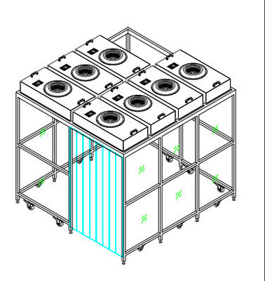 ISO 5 Clean Booth mit HEPA FFU System. Modulares und mobiles Design für Labore/Elektronik.