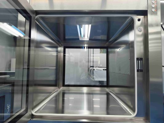 Doppelkammer-Edelstahl-Elektronik-Interlock-Passbox mit UV-Sterilisation zur Kontaminationskontrolle im Reinraum