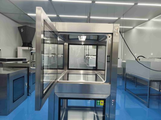 Doppelkammer-Edelstahl-Elektronik-Interlock-Passbox mit UV-Sterilisation zur Kontaminationskontrolle im Reinraum