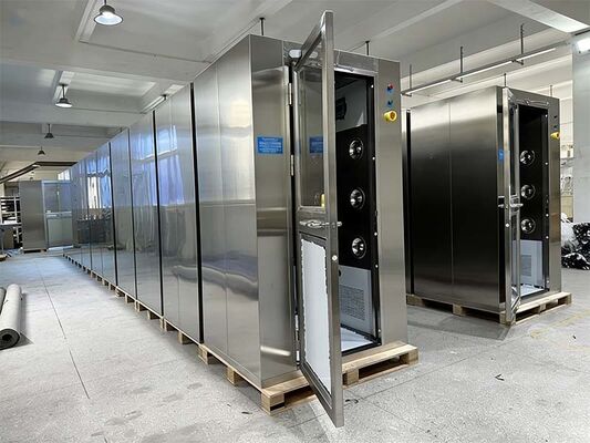 Smart Schiebetür-Luftdusche mit Gesichtserkennung und Edelstahlkonstruktion zur Personalentschmutzung