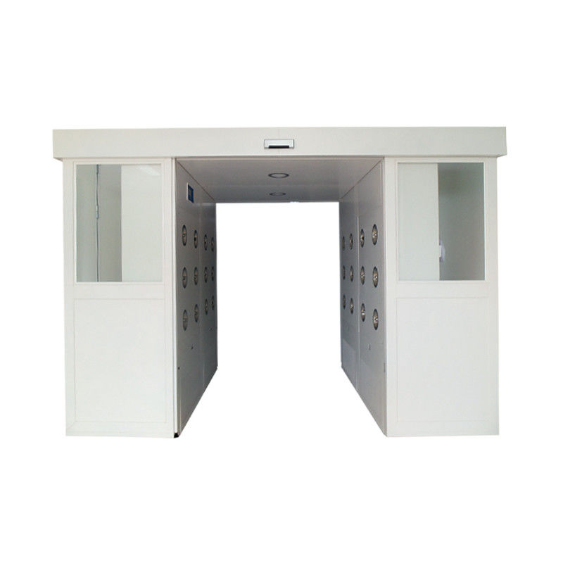 Luftdusche für Industriegüter mit automatischen Schiebetüren. 1500W-Ventilator, 0,3 μm HEPA-Filter. Staubfreier Transfer.