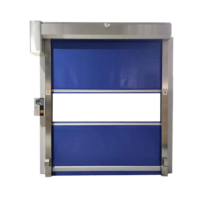 Hochgeschwindigkeits-Roll-Up-Tür mit Notfall-Rückwärtsdrehung. 0,8 mm verstärktes PVC. 0,6-2,5 m/s verstellbar.
