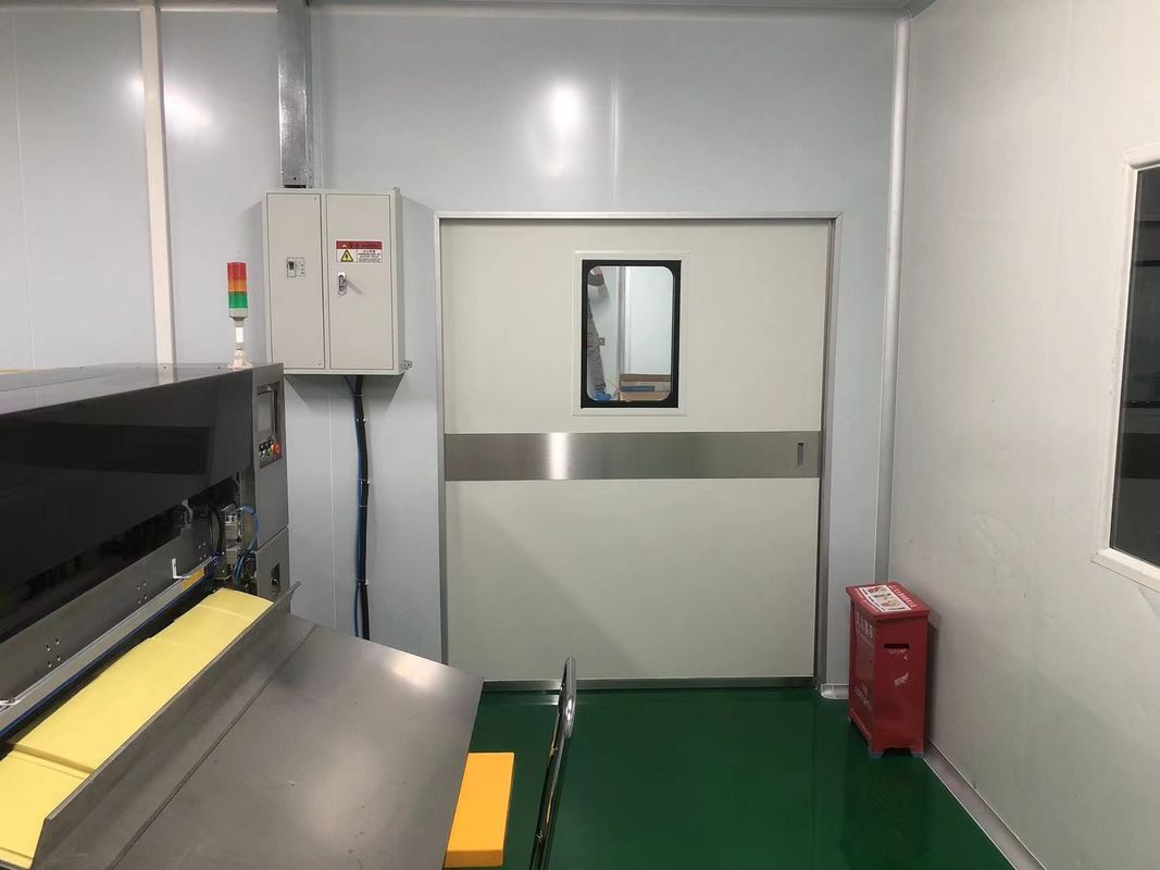 Industrielle automatische Schiebetüren aus Stahl. 1500 kg Ladekapazität und IP65 Wettersicherheit für Lager/Dock.